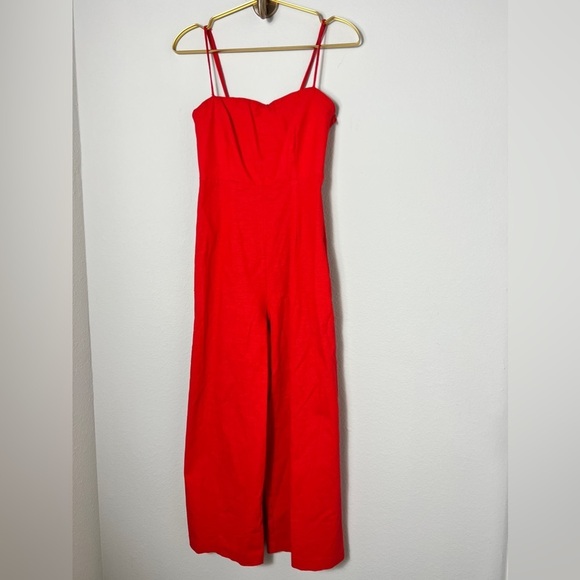 ⭐️ SLASH SUMMER SALE! ⭐️ EUC ASTR The Label Crop Jumpsuit Red Linen Size XS - Picture 4 of 13